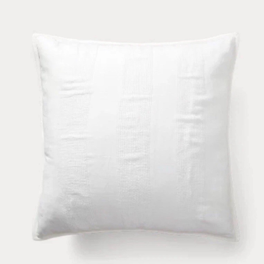 Ralph Lauren Texture Stripe European Sham Pillowcase White Cotton NEW RARE